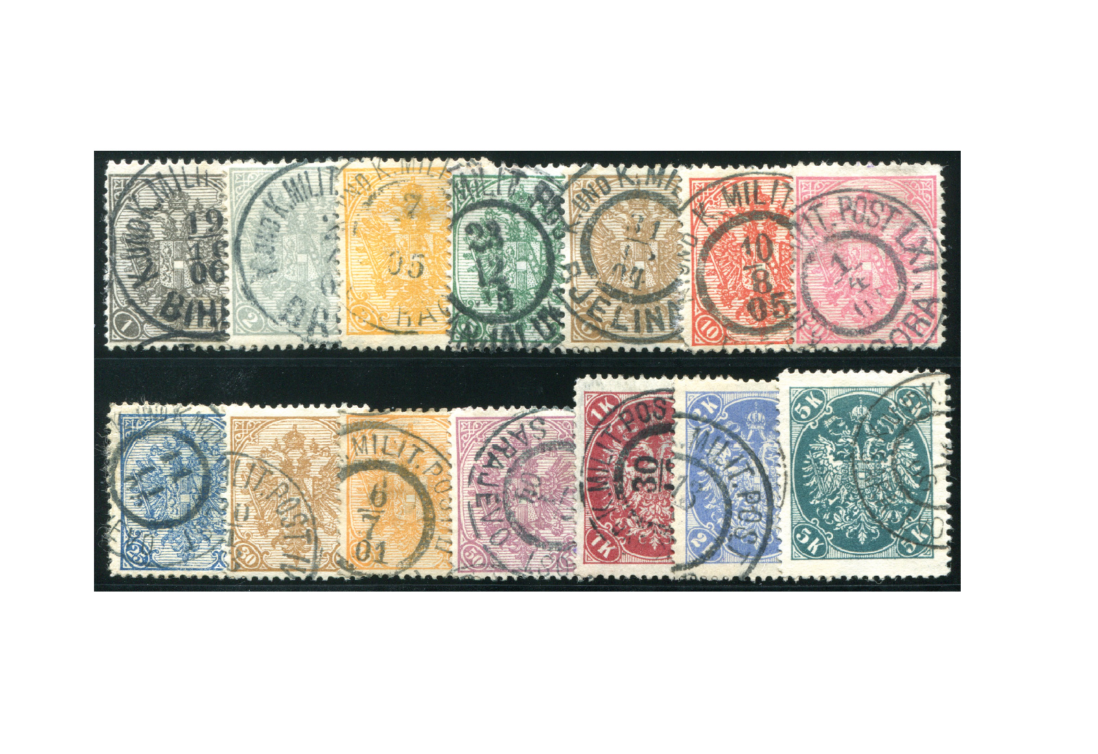 Bosnien/Herzegowina Doppeladler 1900 Mi.Nr. 10-23 gest.