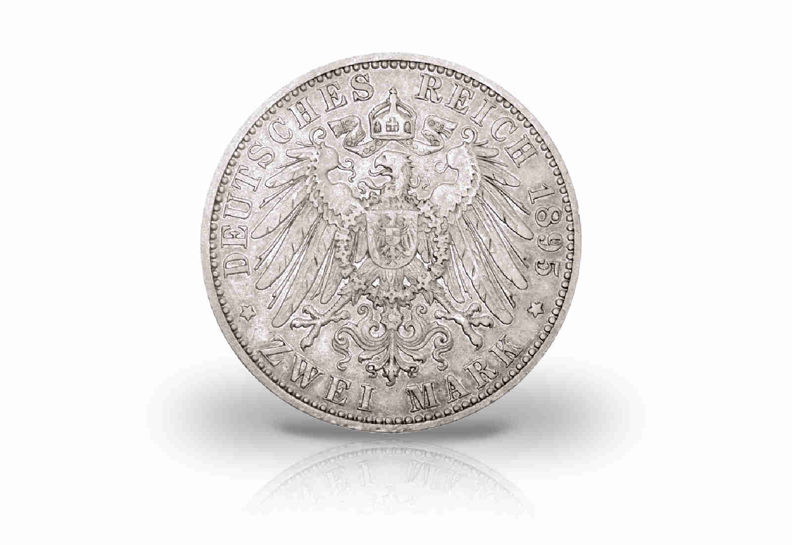 2 Mark 1895 Deutsches Kaiserreich Alfred Herzog von Sachsen-Coburg und Gotha Jaeger-Nr. 145