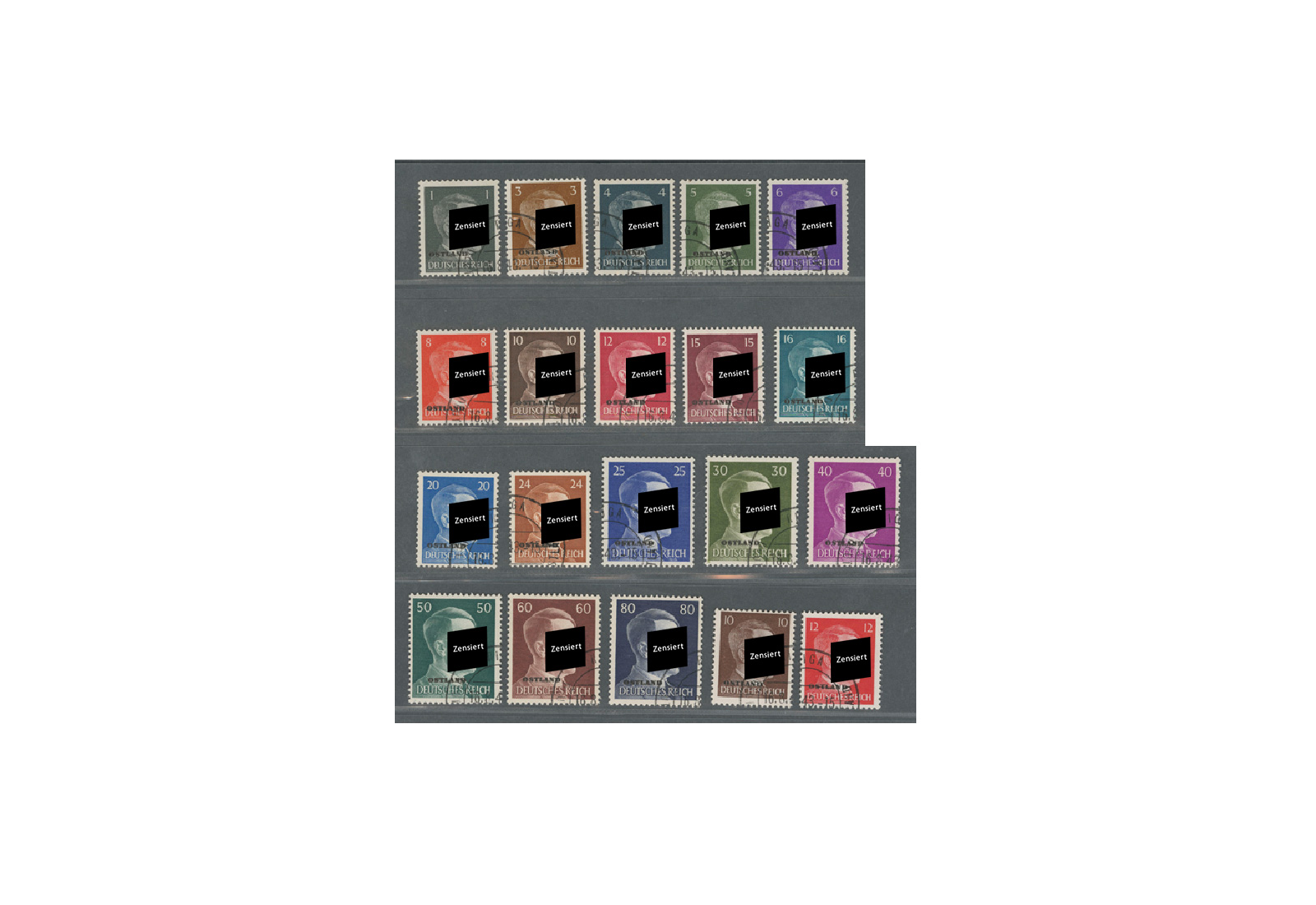 Briefmarken Deutsche Besetzung Ostland 1941 bis 1943 Michel-Nr. 1 bis 20 gestempelt