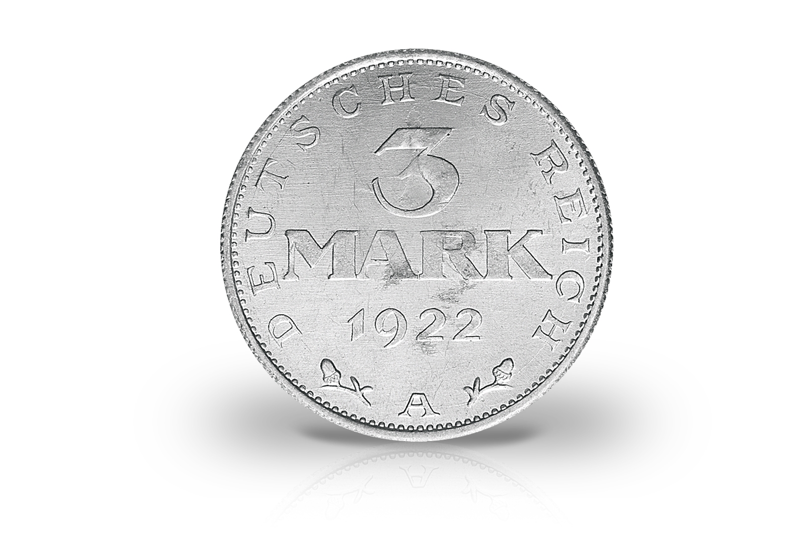 Weimarer Republik 3 Mark 1922 Prägestätte A