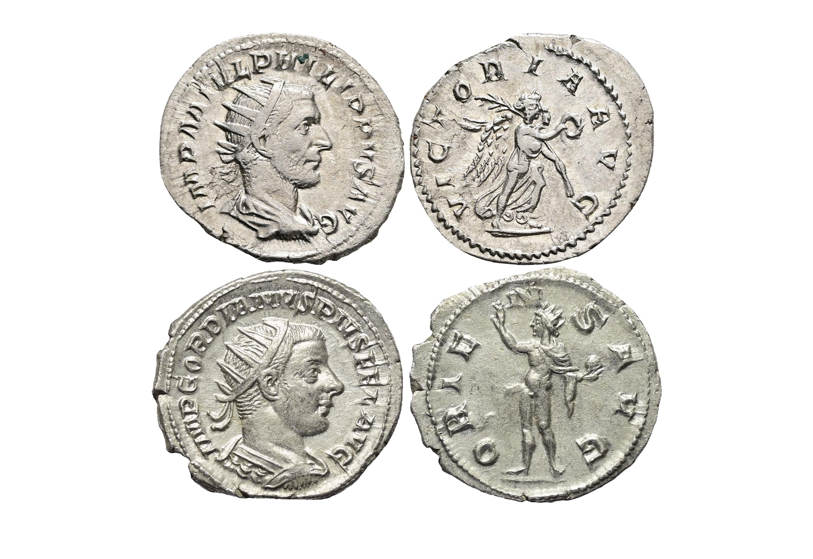 2x Silber Antonininian Philippus I. 244-249 n.Chr. & Gordianus III. 238-244 n.Chr.