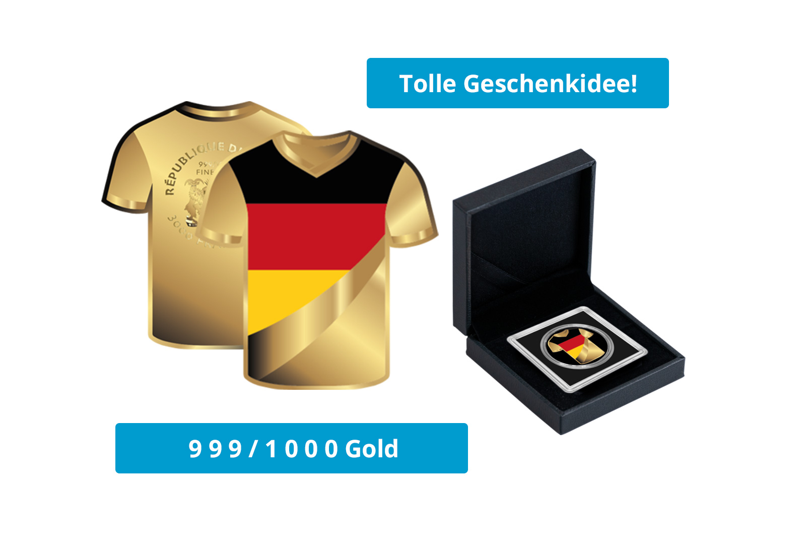 Goldmünze Trikot Deutschland 999/1000 Gold Geschenk Sport
