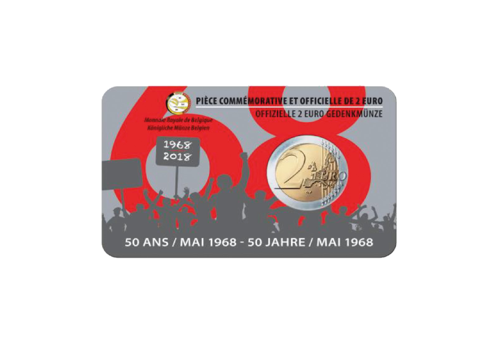 2 Euro 2018 Belgien 50 Jahrestag der Ereignisse von Mai 1968 in Belgien st in Coincard