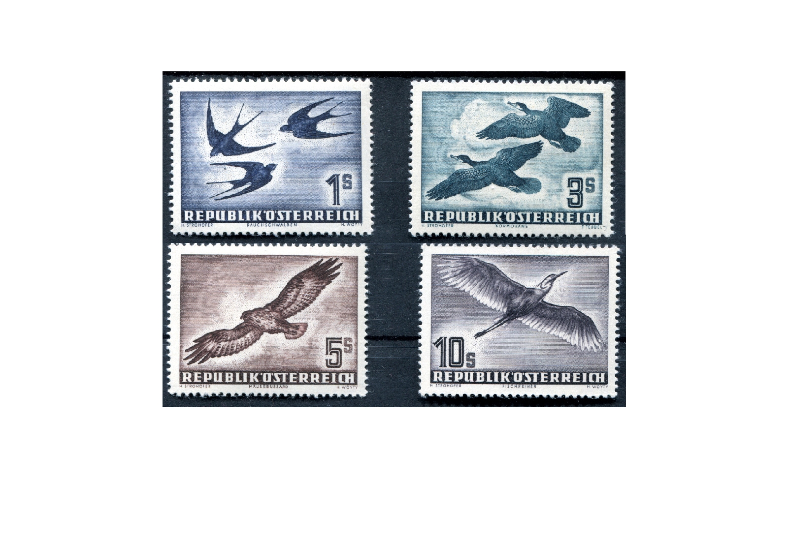 Briefmarken Österreich Vögel 1953 Michel-Nr. 984/987 postfrisch