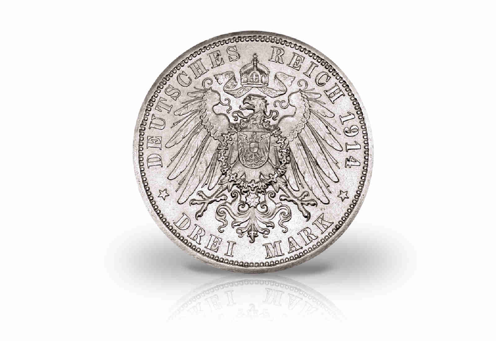 3 Mark 1914 Deutsches Kaiserreich Anhalt Silberne Hochzeit Jaeger-Nr. 24