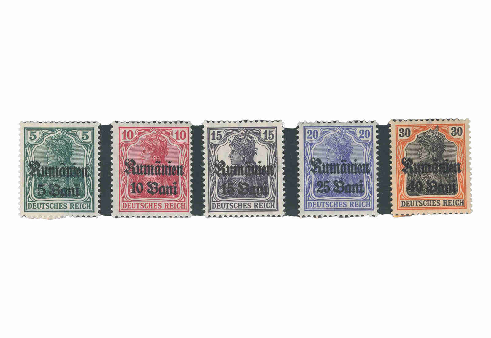 Briefmarke Rumänien Dt. Besetzung I. Weltkrieg MiNr.: 8-12 **