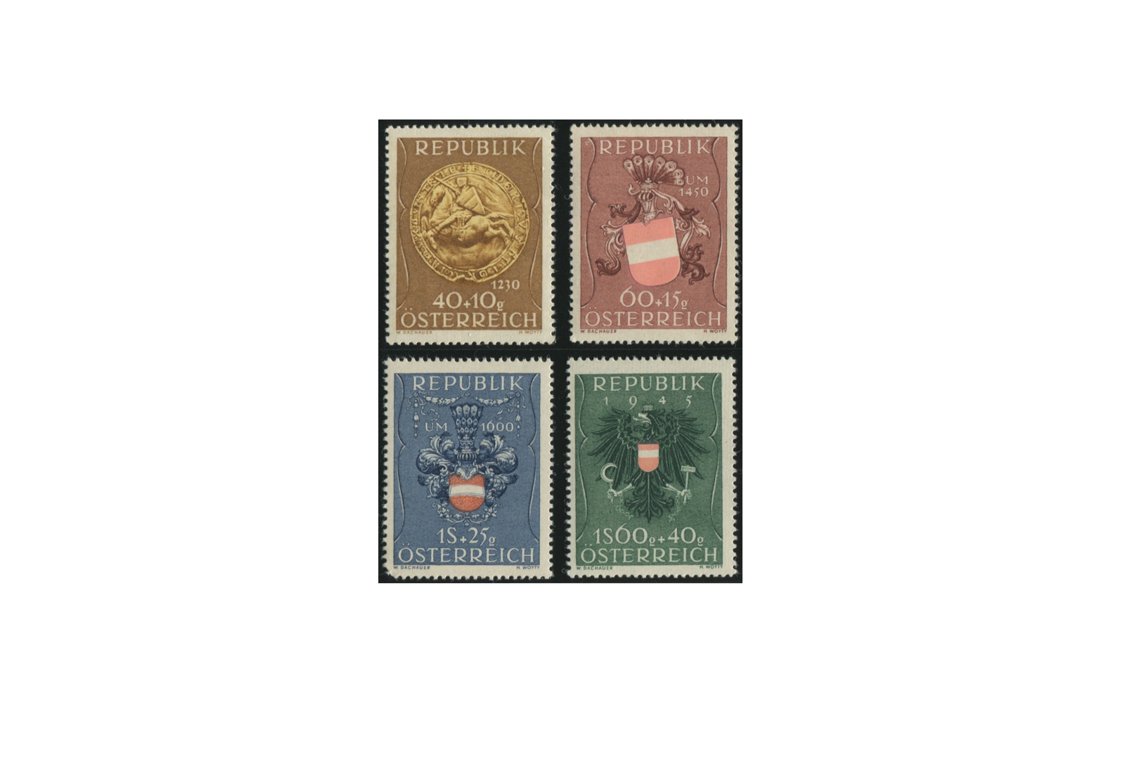 2. Republik Österreich Kriegsgefangenenfürsorge Mi.Nr. 937/940 Falz