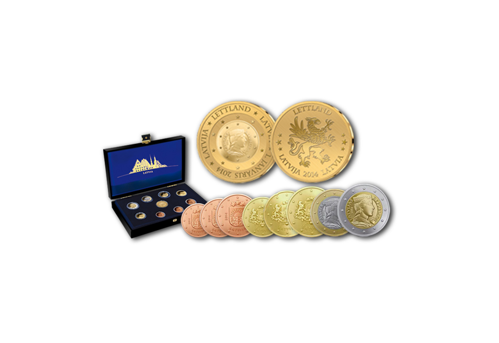 Lettland Premium Goldsatz 2014 zur Euroeinführung