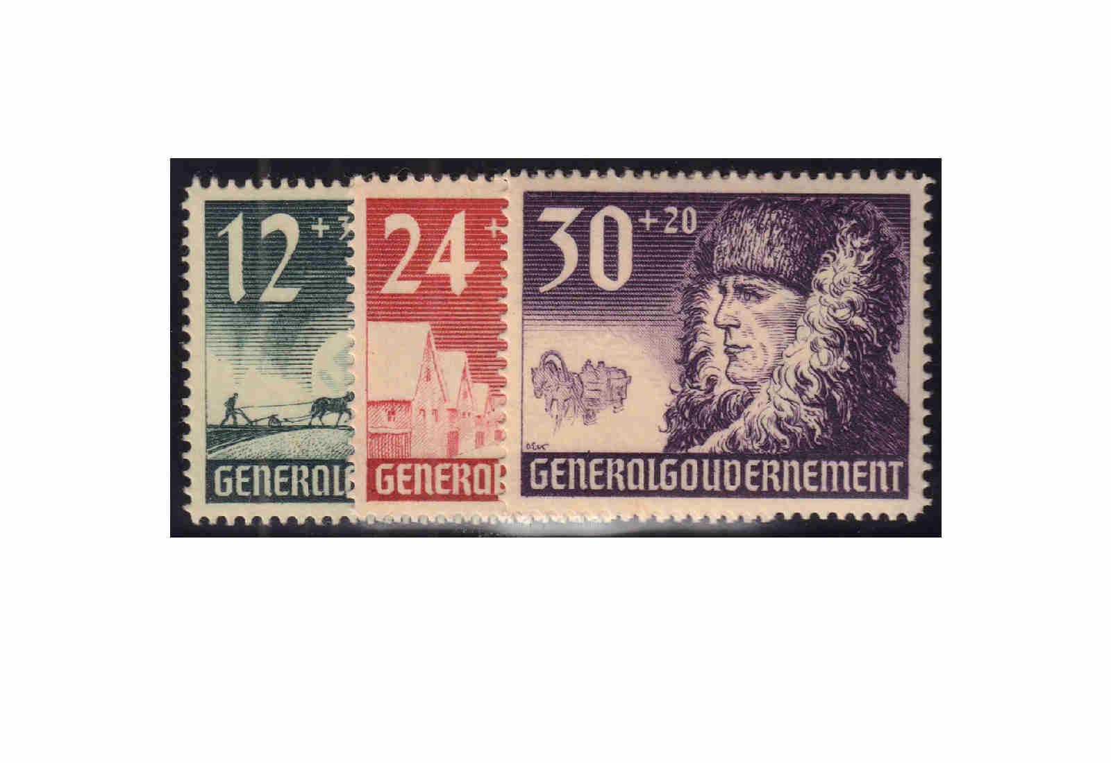 Generalgouvernement 1940: 1 Jahr Generalgouvernement Michel Nr. 56/58 gestempelt