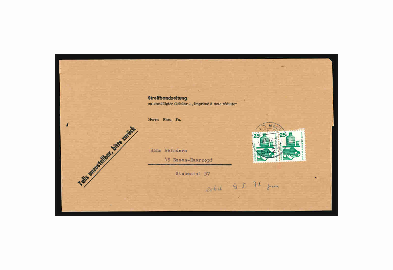 Beleg Berlin Unfallverhütung 1971 Michel-Nr. 405 A Paar gestempelt