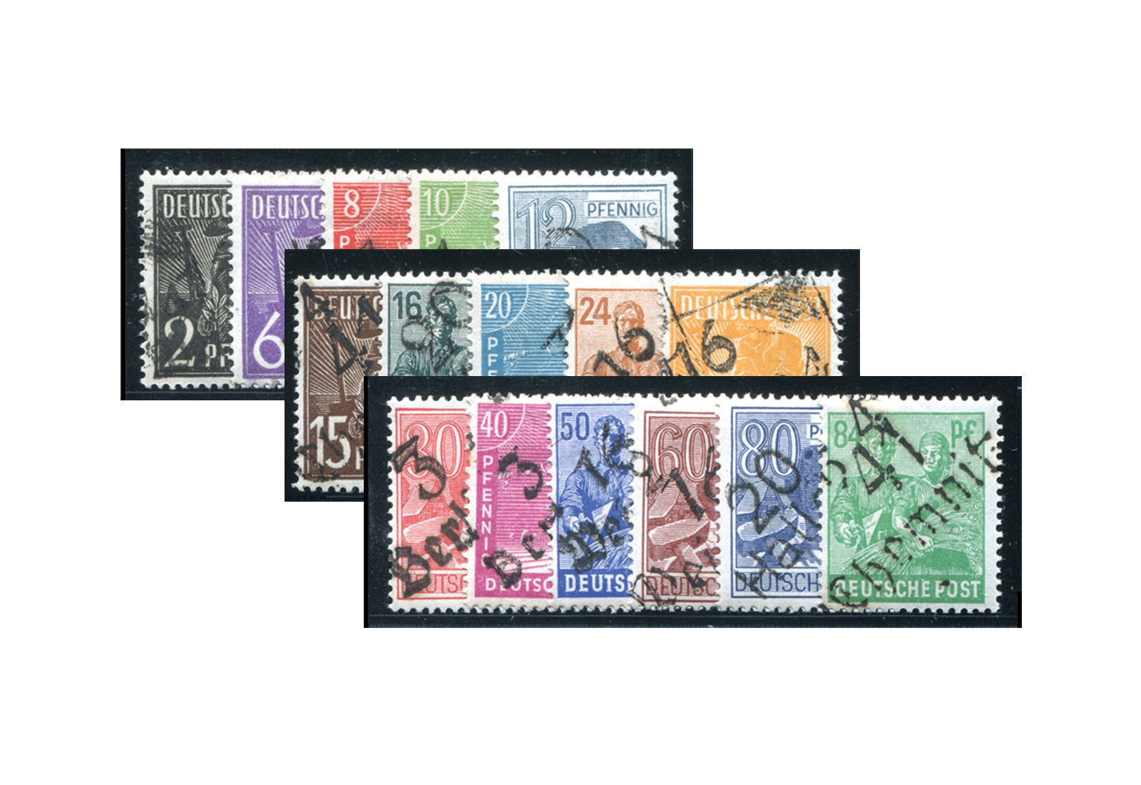 SBZ Bezirkshandstempel 1948 Bezirk 16 Erfurt 1 Mi.Nr. 166/181 (ohne 179) gestempelt geprüft