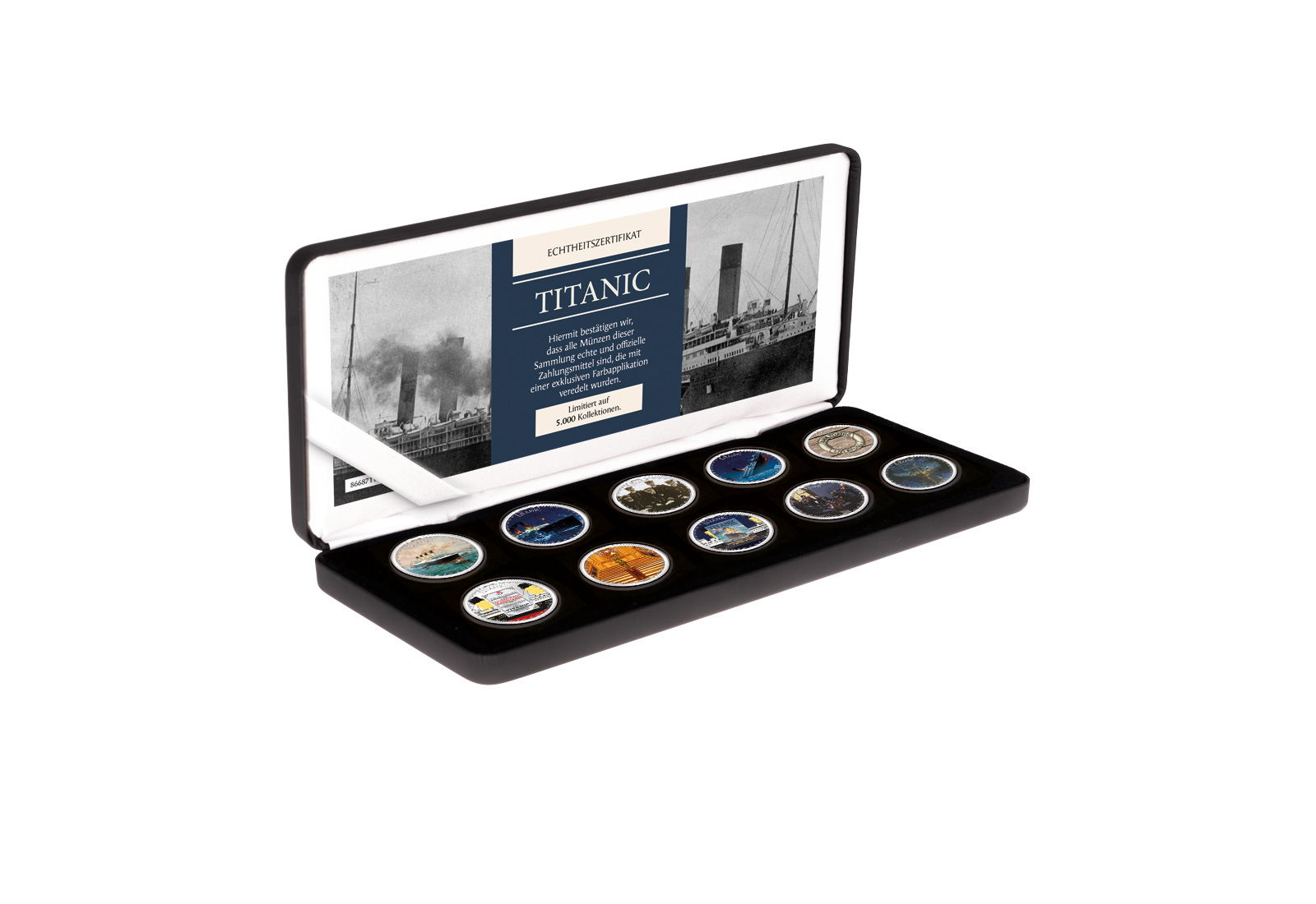 Titanic 10er Kollektion mit Farbmotiv im Etui inkl. Zertifikat
