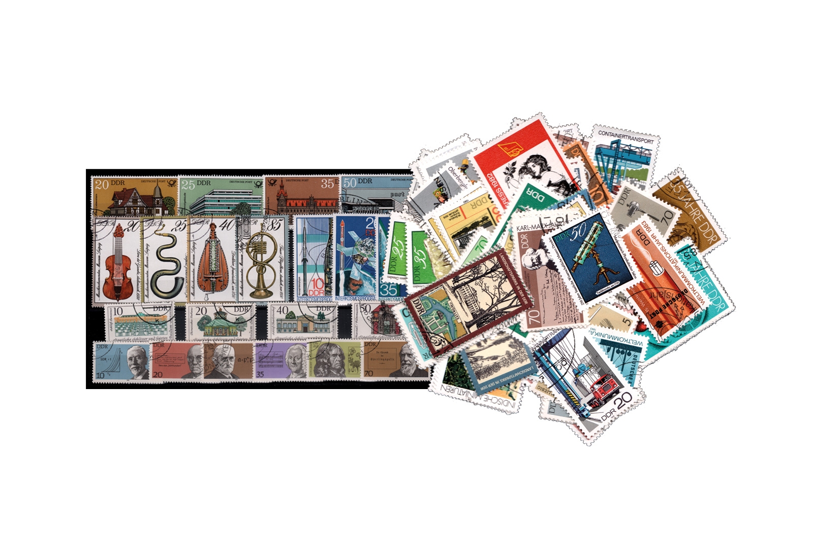 Briefmarken DDR komplette Sätze auf Steckkarte gestempelt