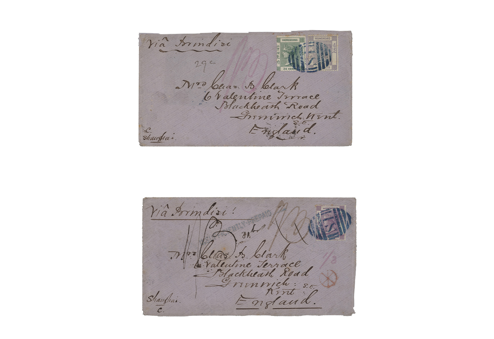 2 Belege British Post Office 1872