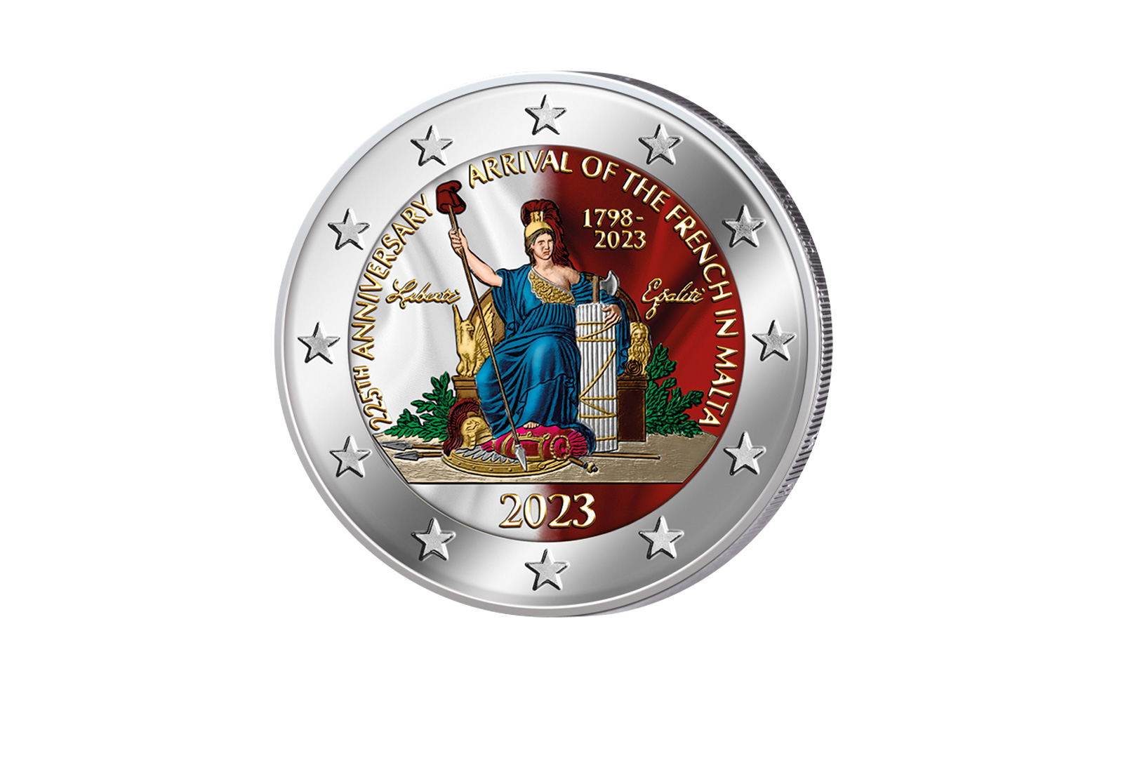 2 Euro 2023 Malta 225 Jahre Ankunft der Franzosen mit Farbmotiv