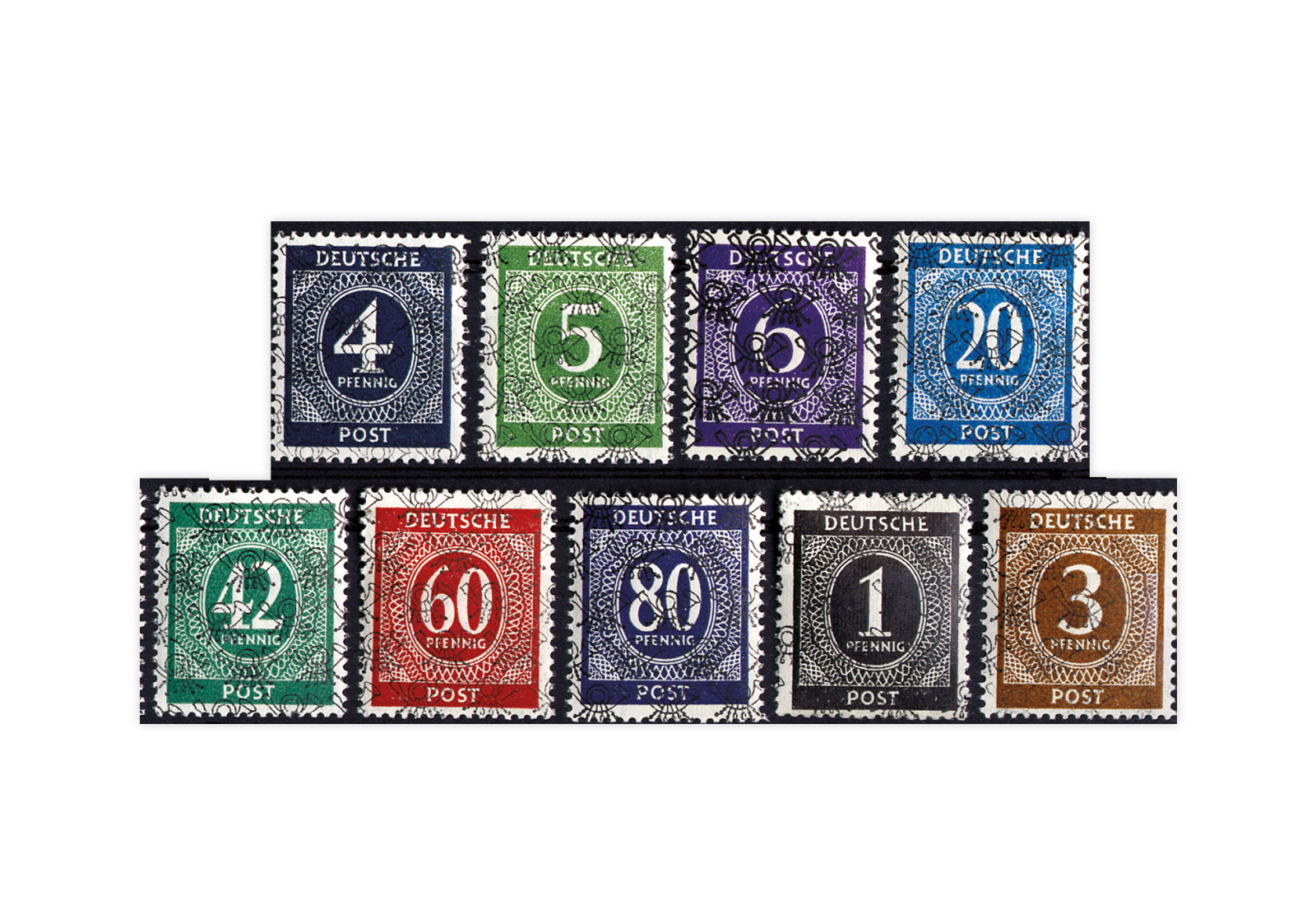 Alliierte Besetzung Bizone Michel-Nr. I-IX II gestempelt geprüft