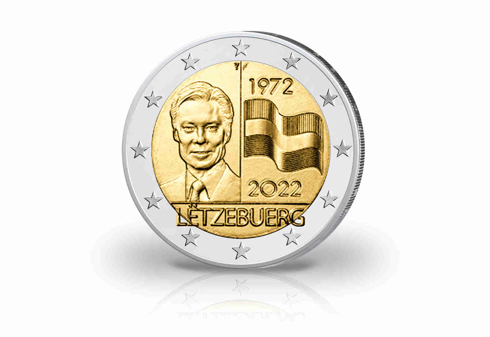 2 Euro 2022 Luxemburg 50. Jahrestag luxemburgische Flagge