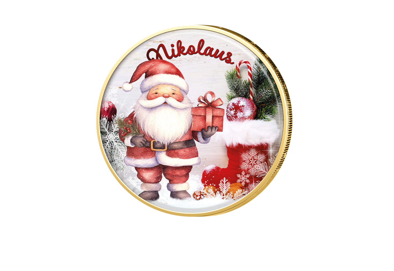 2 Euro vergoldet Farbmotiv Nikolaus