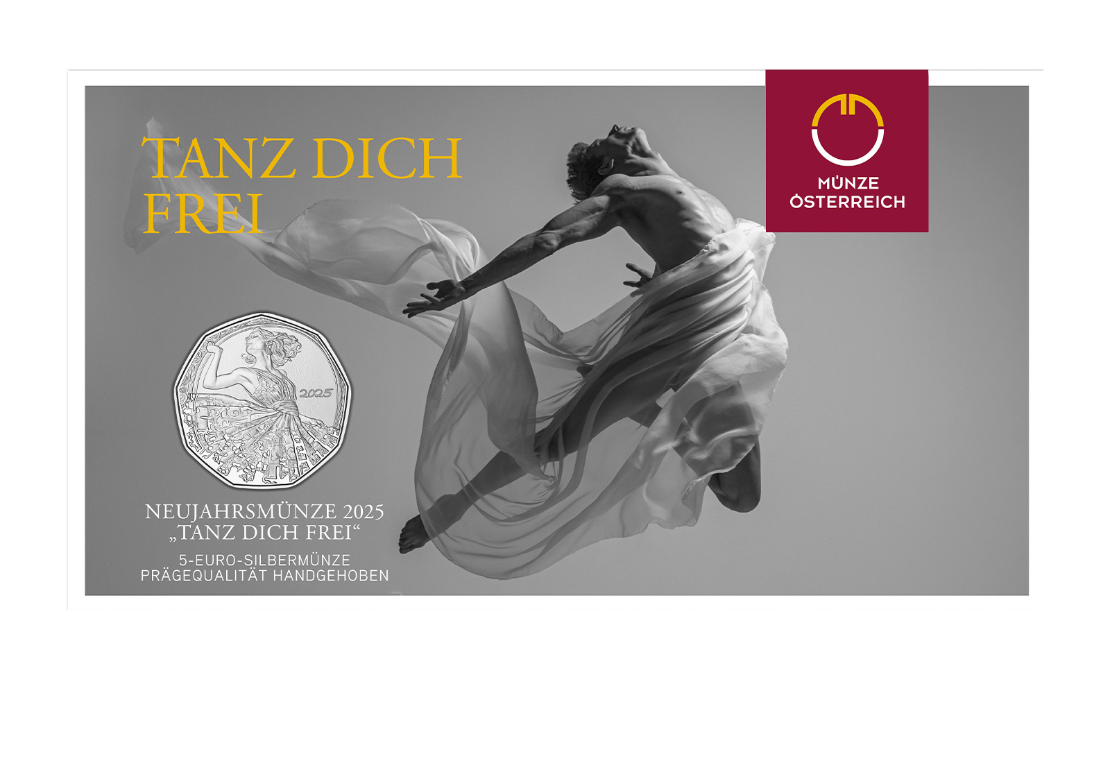 5 Euro 1/4 oz Silber 2025 Österreich Tanz Dich Frei Neujahrsmünze hgh