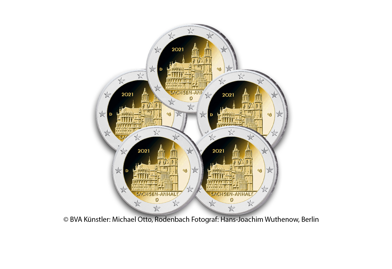 2 Euro 2021 Deutschland Sachsen-Anhalt Magdeburger Dom Prägestätte A-J PP