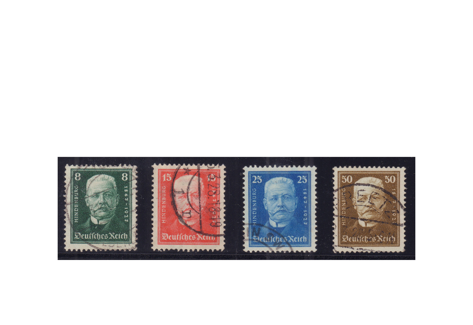 Briefmarken Deutsches Reich Wohltätigkeitsausgaben für die Deutsche Nothilfe 1927 Michel-Nr. 403/406 gestempelt