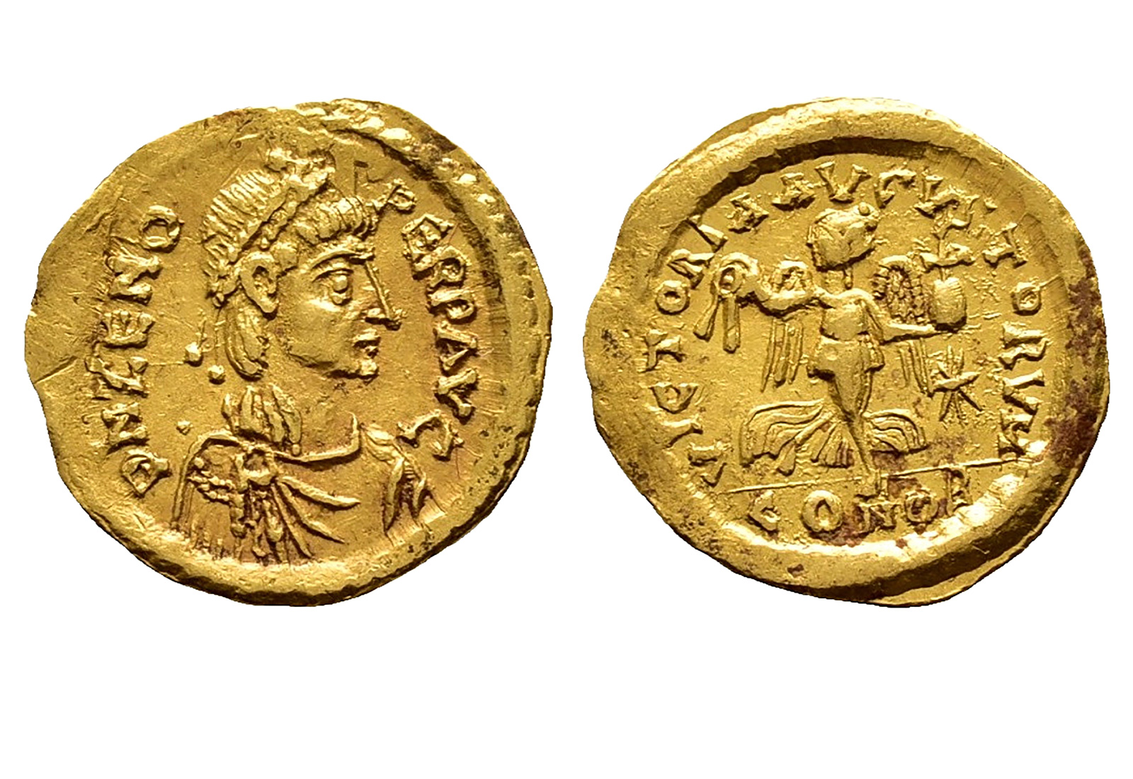 BYZANZ Zeno 476-491 n.Chr. Gold Tremissis