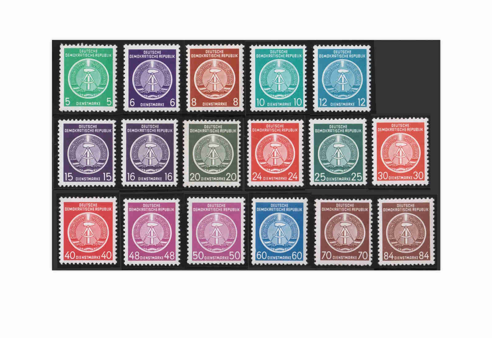 DDR Dienstmarken 1954 Dienst A 1/17 x postfrisch