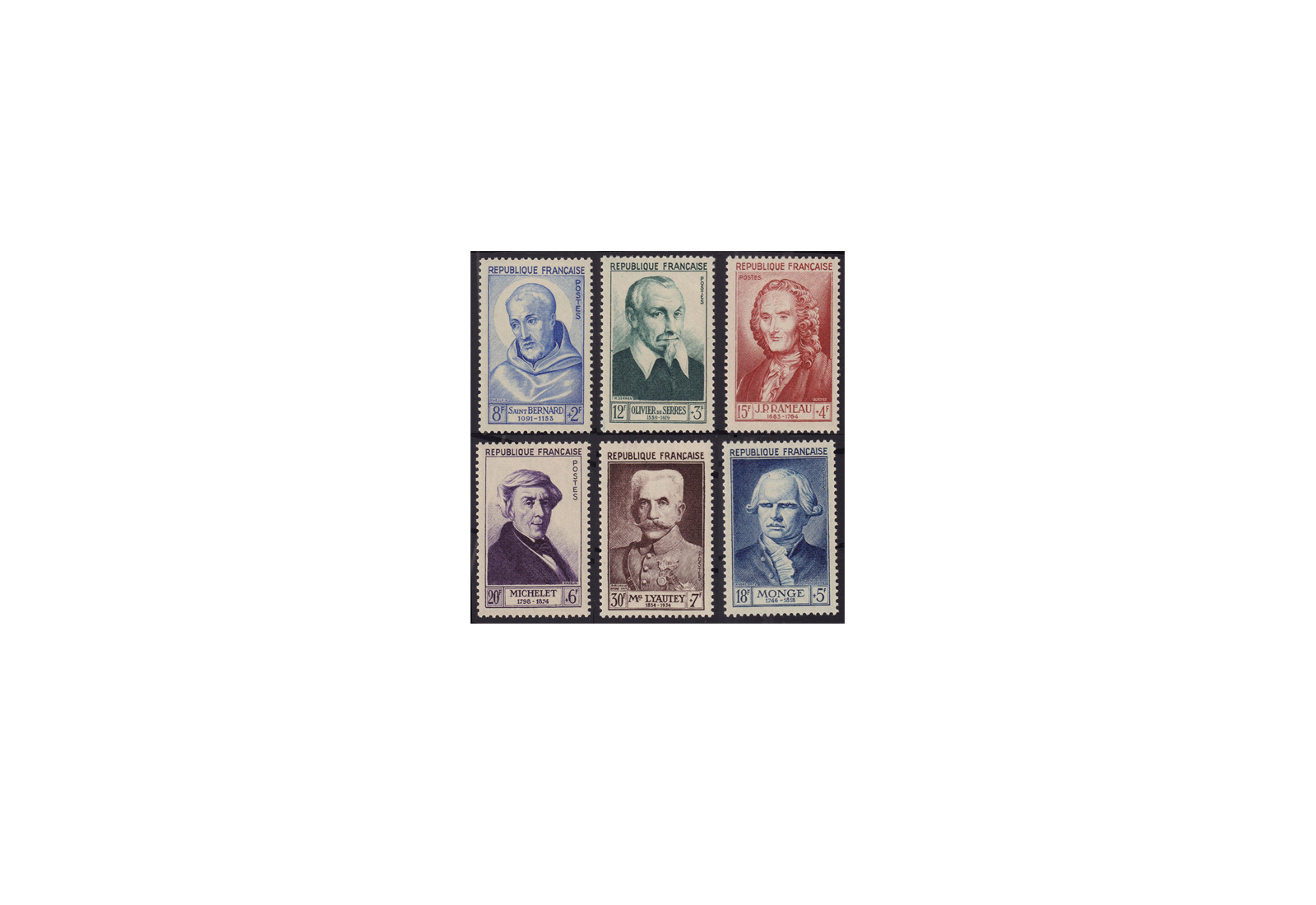 Frankreich Persönlichkeiten 1953 Michel Nr. 965 bis 970 postfrisch