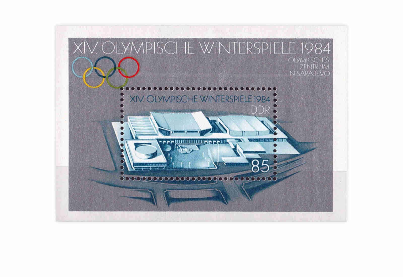 DDR Block 74 Olympische Winterspiele 1984 gestempelt