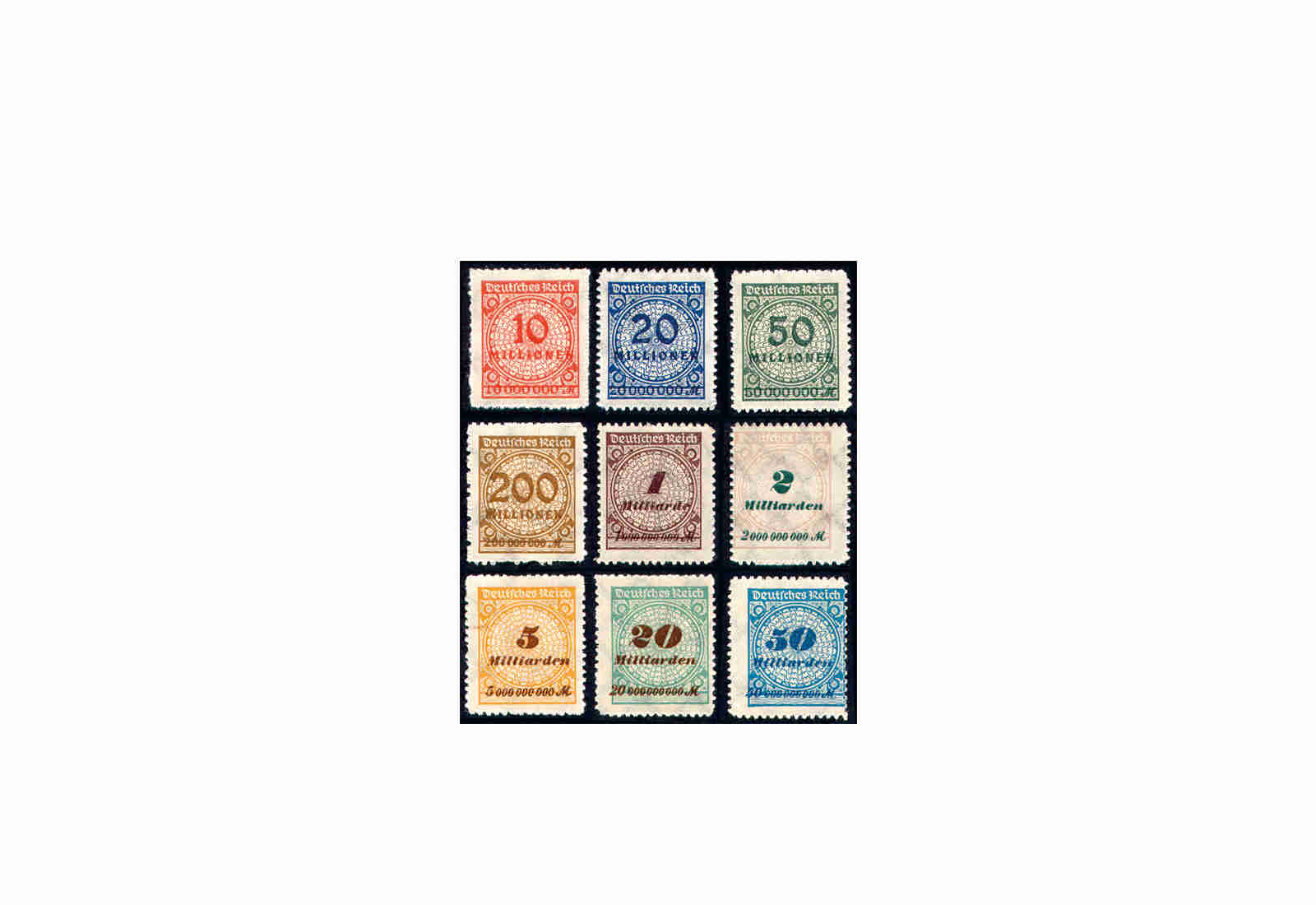 Briefmarken Deutsches Reich Notausgaben der Hochinflation Michel-Nr. 318/30 B postfrisch