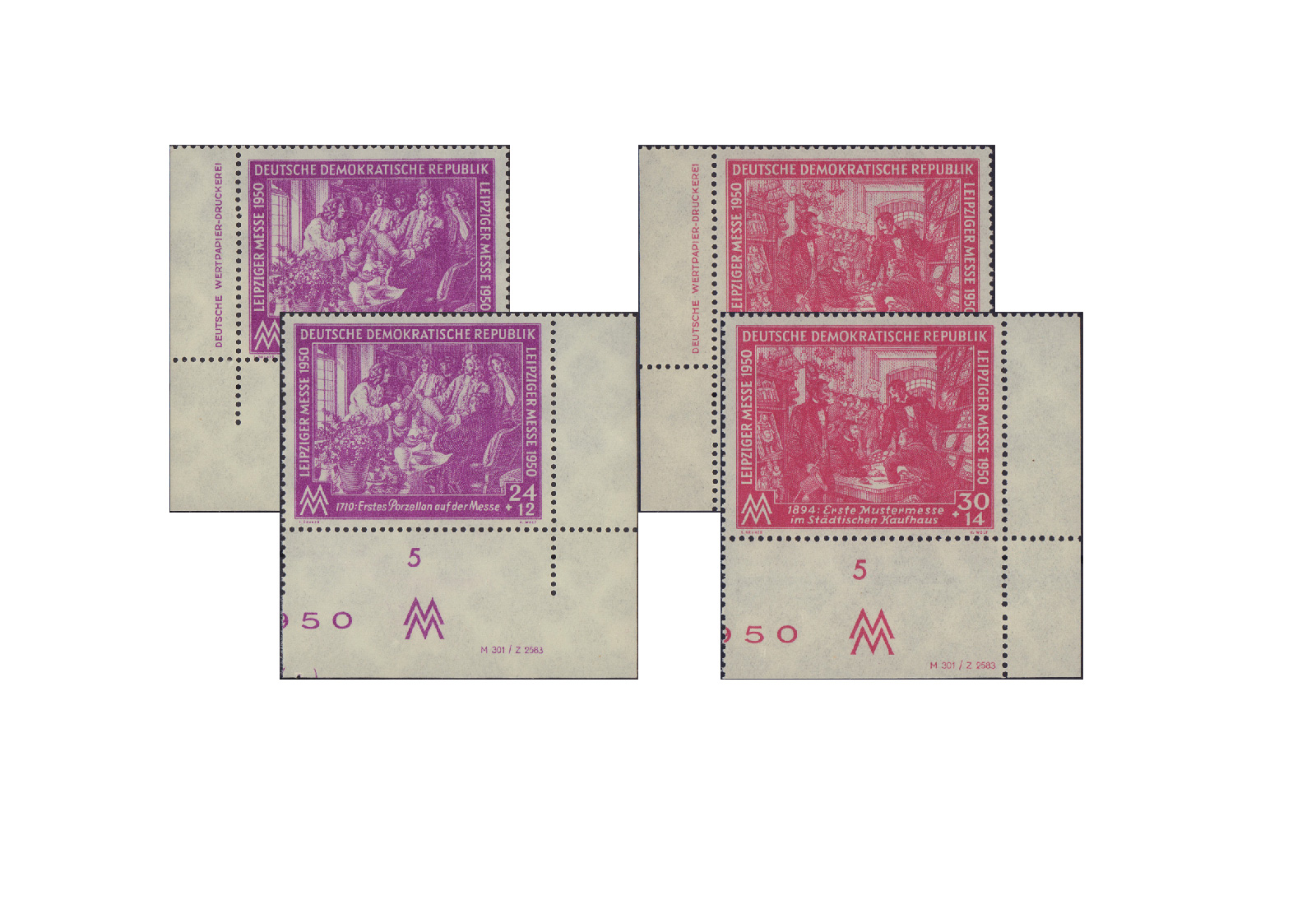 Briefmarken DDR Leipziger Frühjahrsmesse 1950 Michel-Nr. 248/49 DV+DZ postfrisch