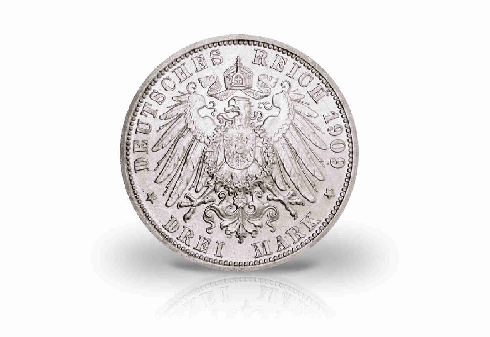 3 Mark 1909 Deutsches Kaiserreich Anhalt Herzog Friedrich II. Prägestätte A Jaeger-Nr. 23