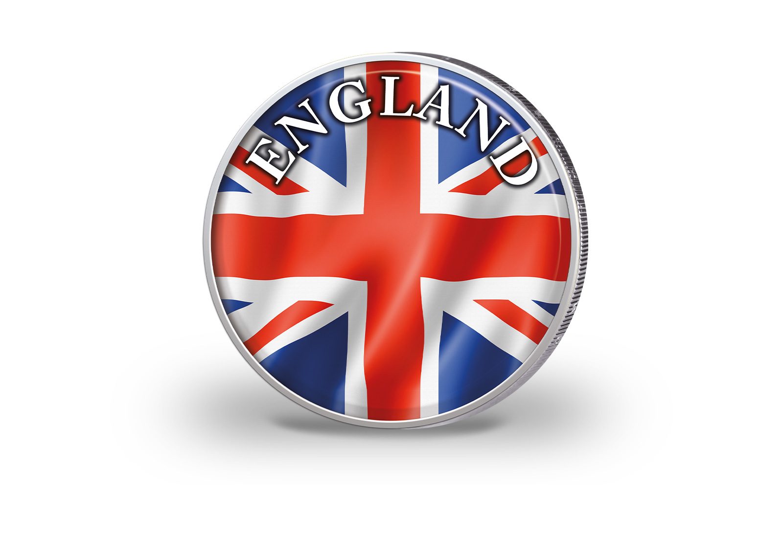 2 Euro vergoldet England Flagge mit Farbapplikation