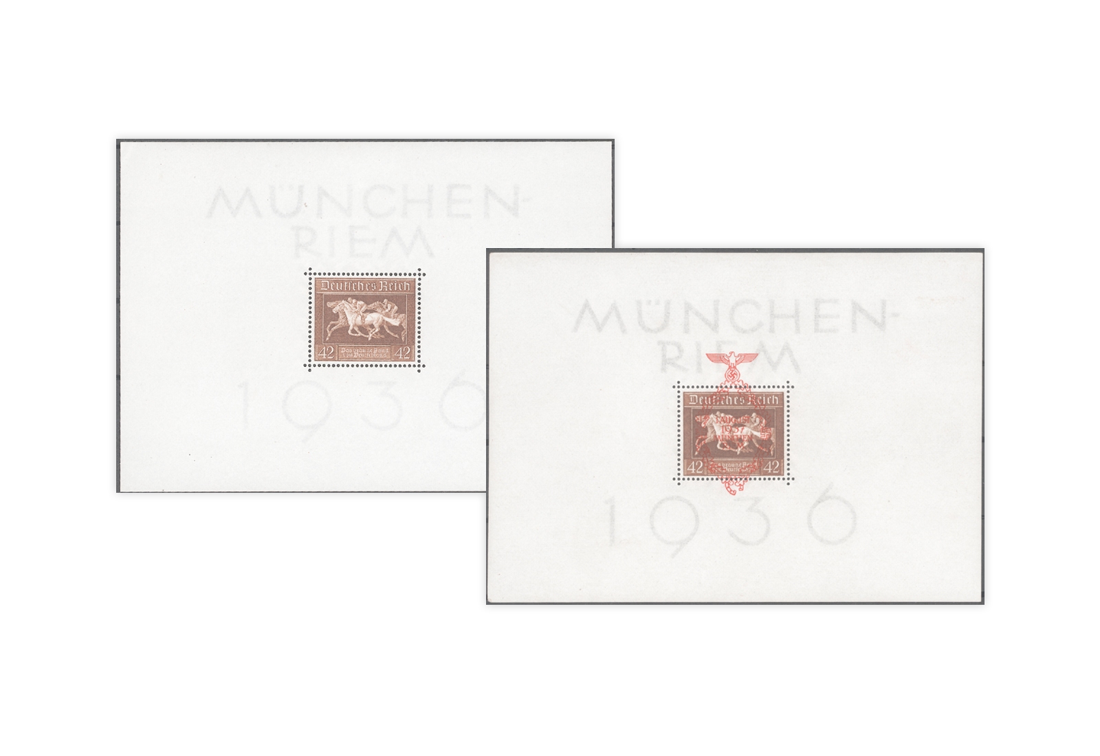Briefmarken Deutsches Reich Braunes Band 1936 Block 4 + Block 10 postfrisch