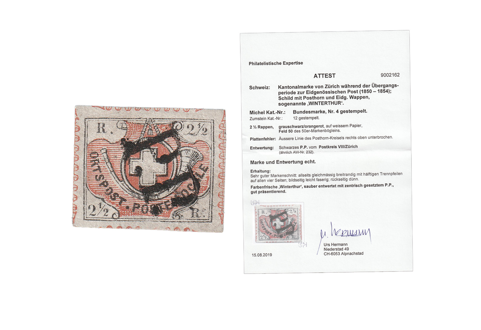 Schweiz MiNr.: 4 gest. FA