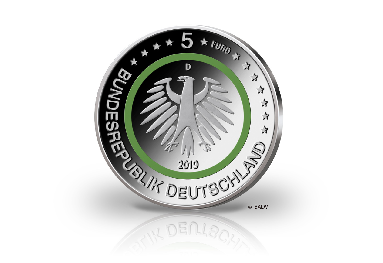 5 Euro 2019 Deutschland Gemässigte Zone mit Farbapplikation