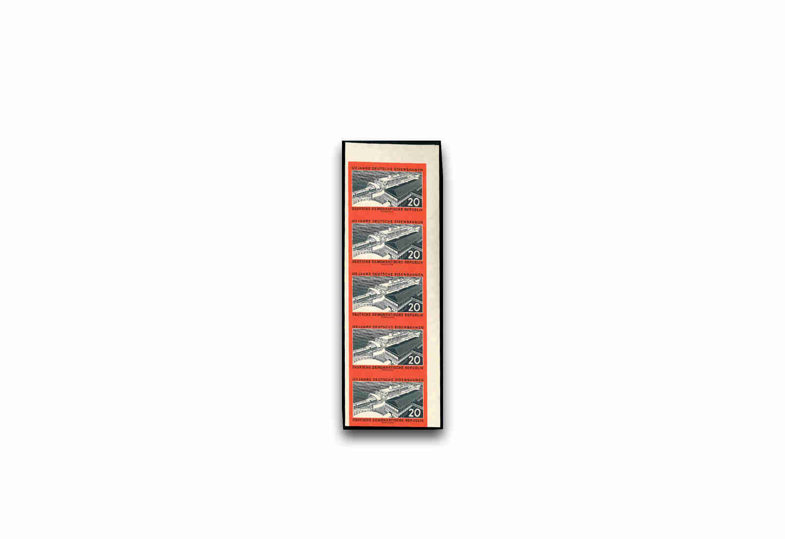 Briefmarke DDR 1960 Eisenbahnfähre Sassnitz Michel-Nr. 805 B Fünferstreifen postfrisch ungezähnt