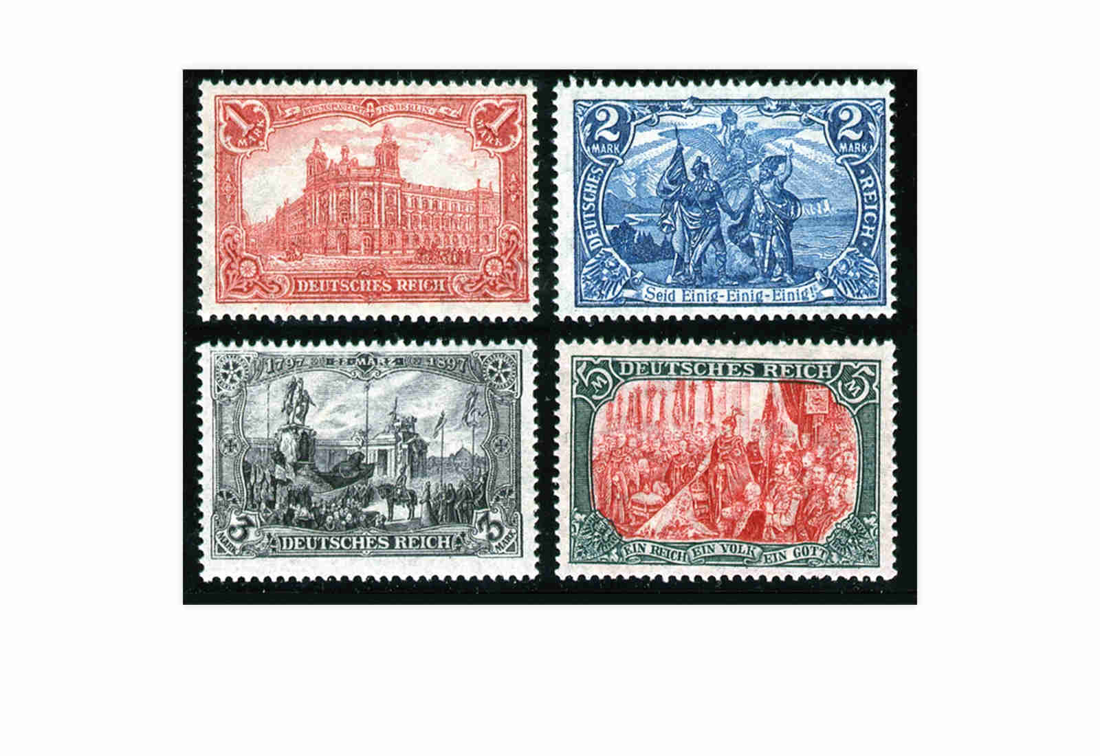 Briefmarken Deutsches Kaiserreich Kriegsdruck 1905 Michel-Nr. 94/97 A1 Falz