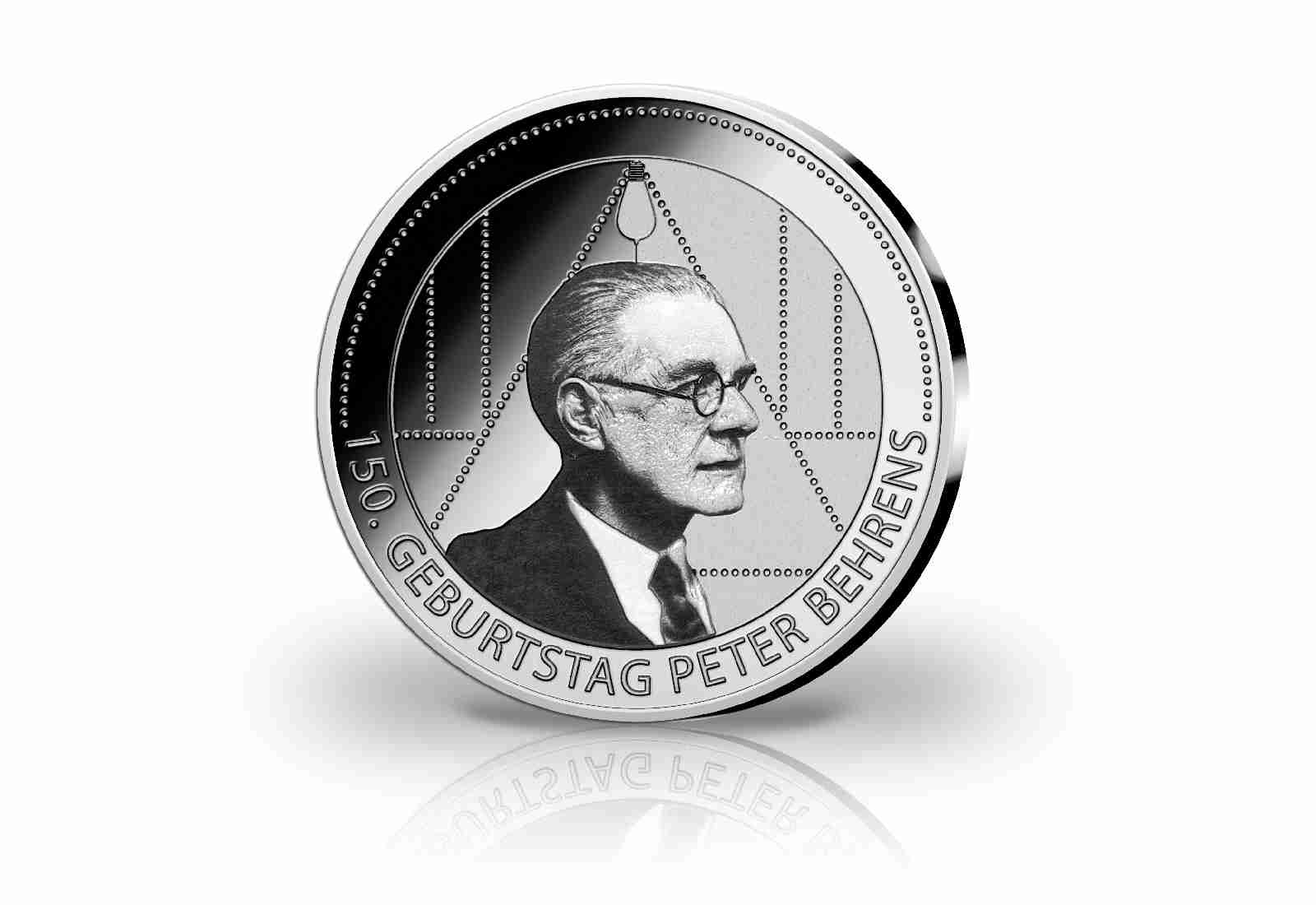 Gedenkprägung 150. Geburtstag Peter Behrens mit Silberauflage