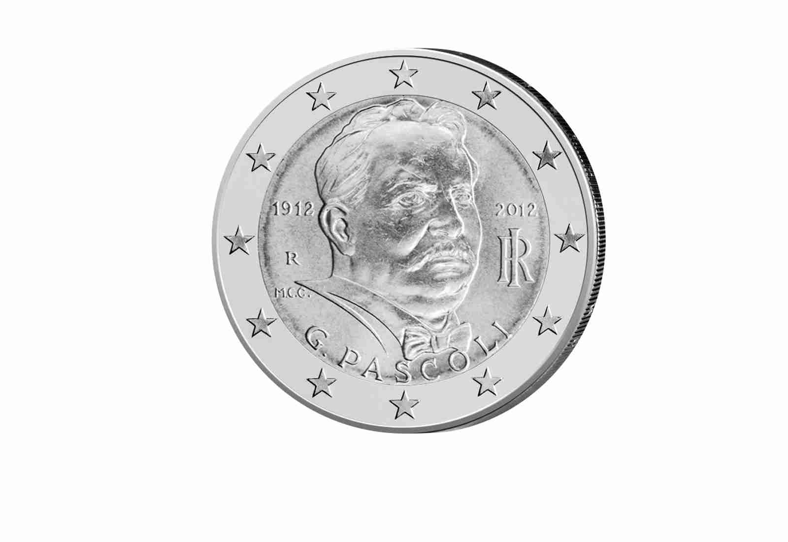 Numisbrief Italien mit 2 Euro 2012 100. Todestag G. Pascoli platiniert