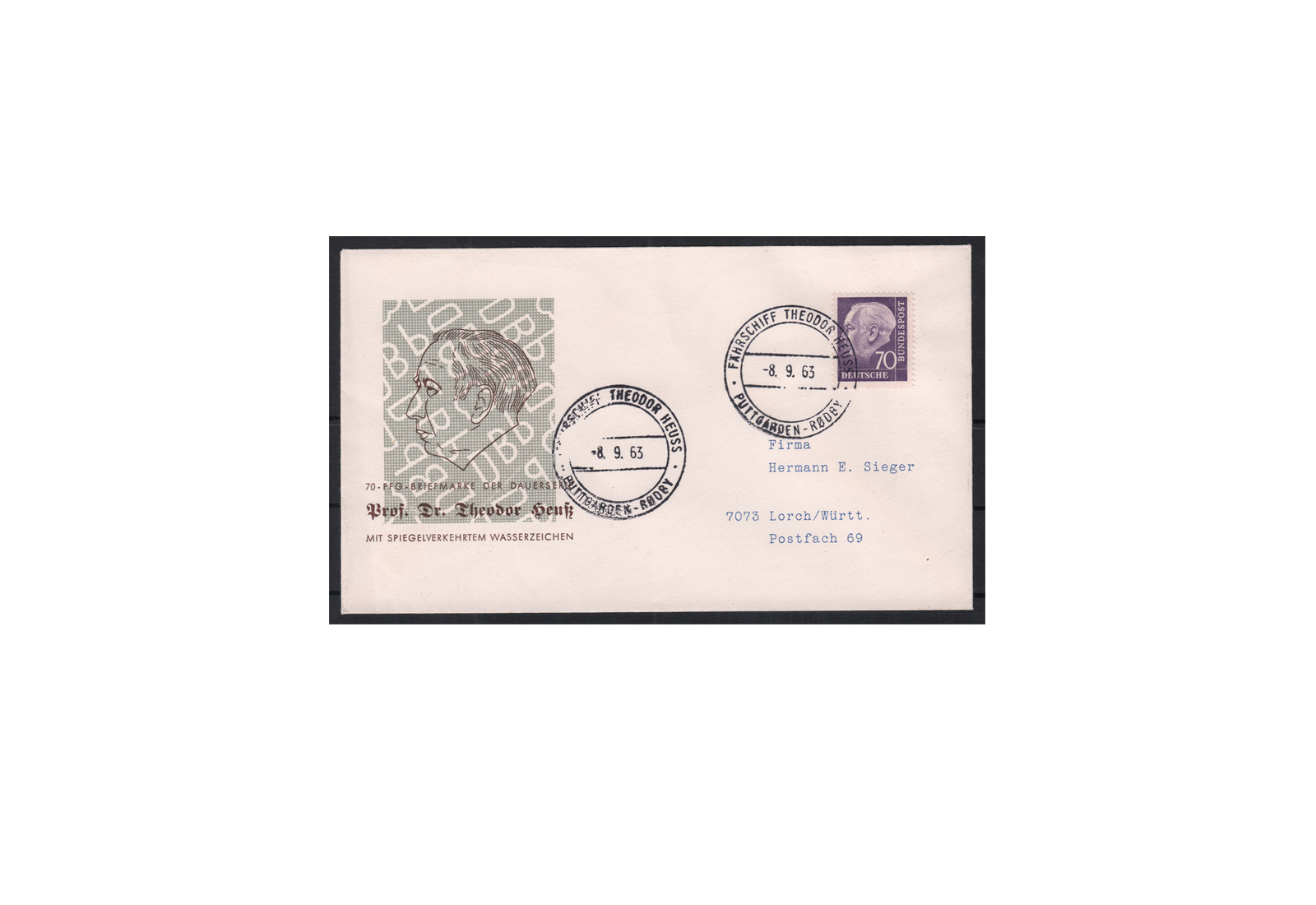 BRD Bundespräsident Theodor Heuss 1956 bis 1960 Michel Nr. 263 xwZ FDC