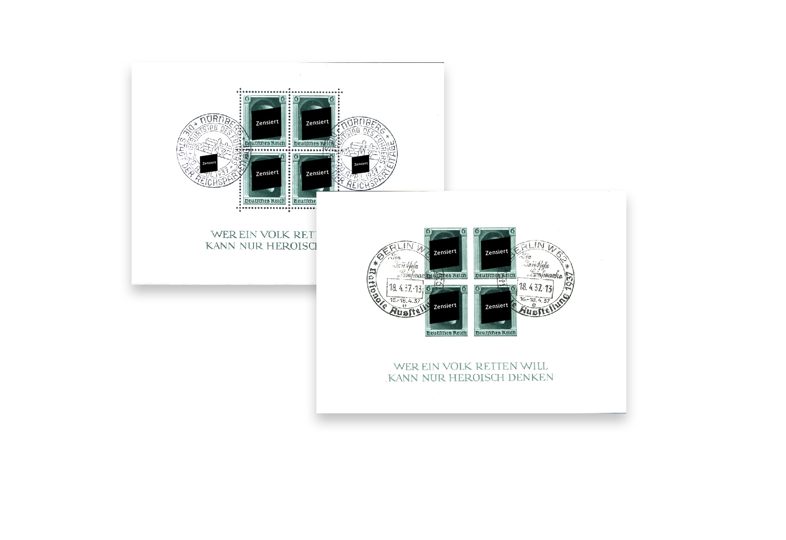 Briefmarken Blockausgaben-Set  Drittes Reich 1937 Block 7 und 8 gestempelt