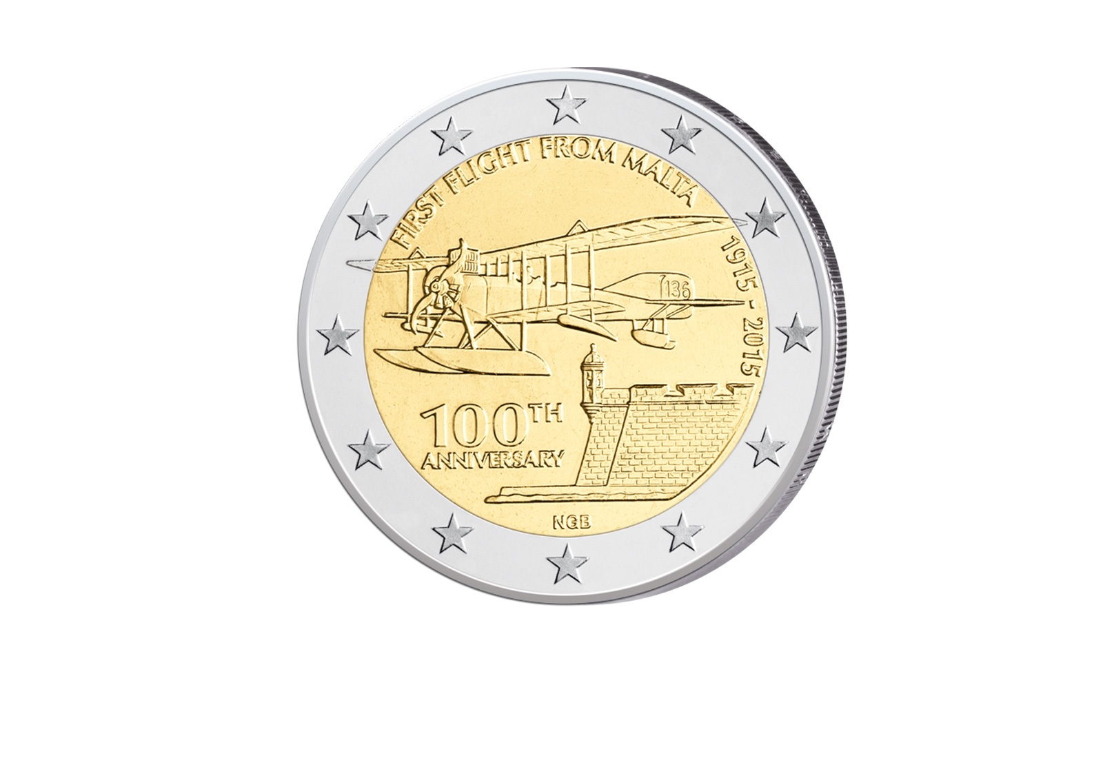 2 Euro 2015 Malta 100. Jahrestag Erstflug Malta
