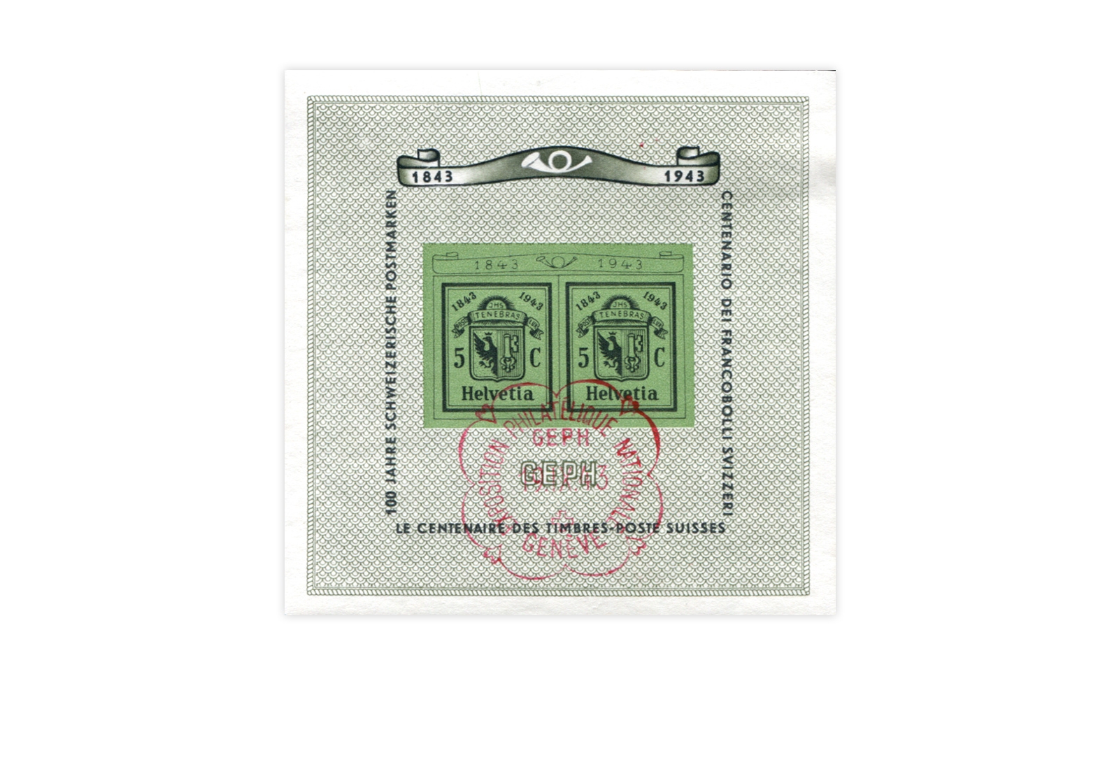 Briefmarken Schweiz NABA Genf 1943 Block 10 gestempelt t