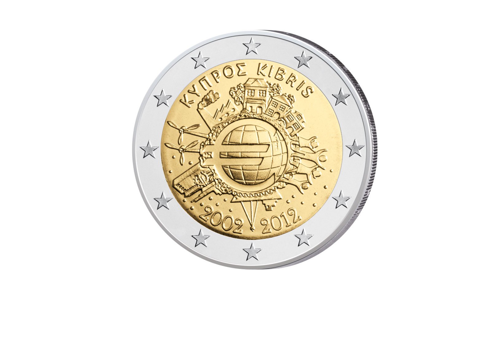 2 Euro 2012 Zypern Gemeinschaftsausgabe 10 Jahre Bargeld bfr