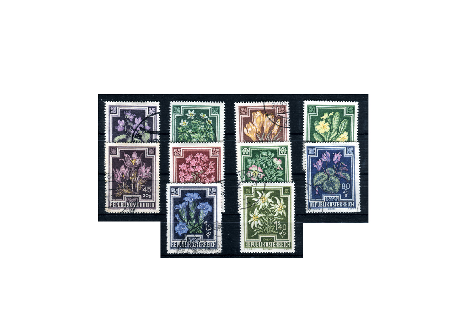 Österreich Blumen Mi.Nr. 868/877 gestempelt