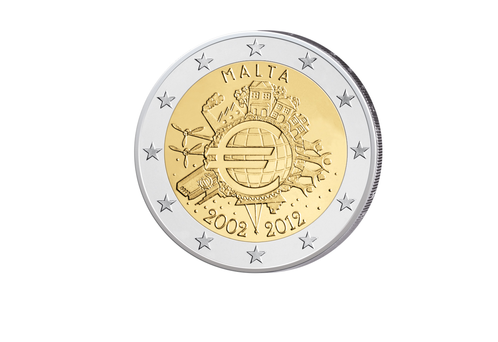 2 Euro 2012 Malta 10 Jahre Bargeld bfr.