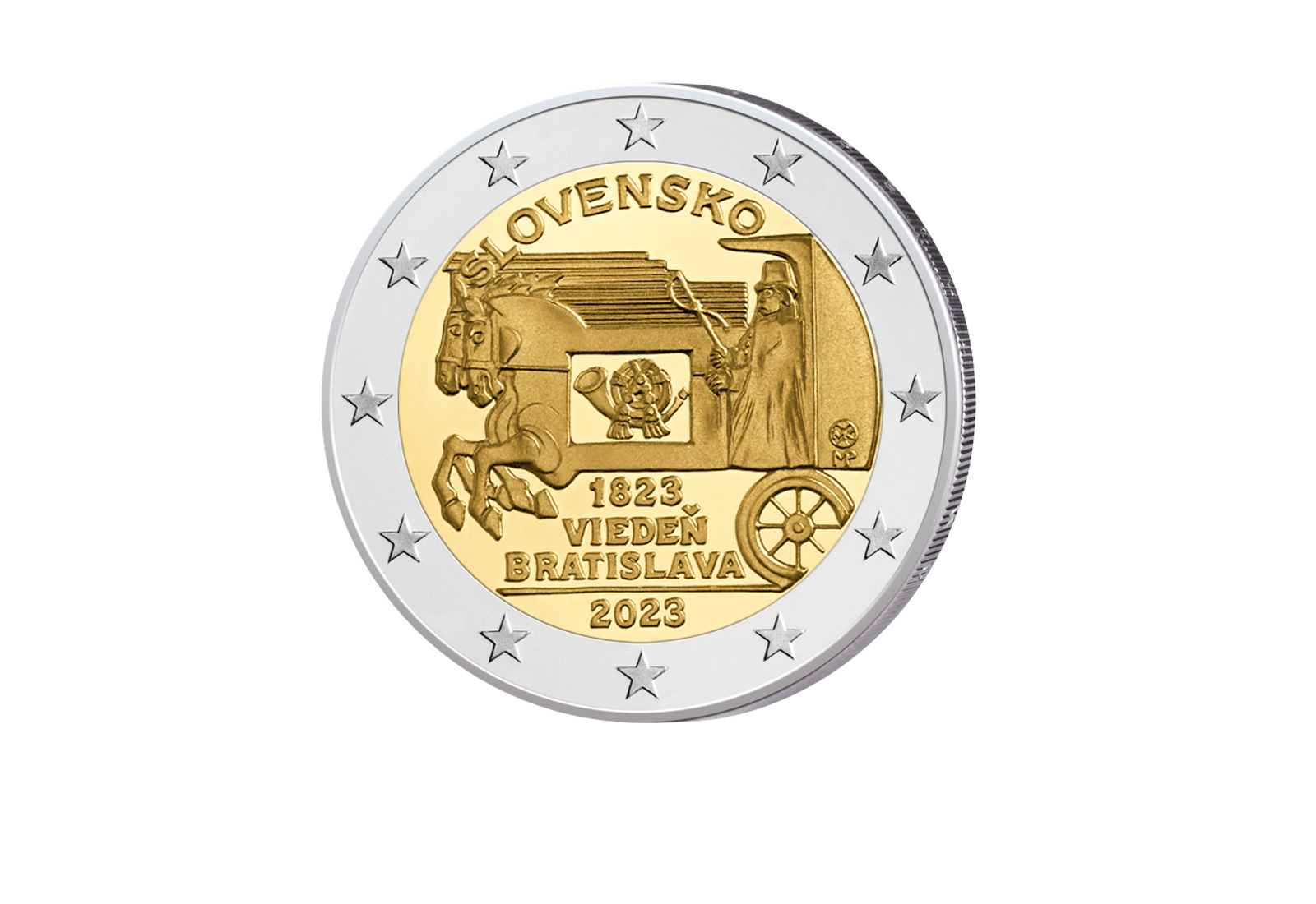 2 Euro 2023 Slowakei 200 Jahre Pferde-Expresspost Strecke Wien-Bratislava