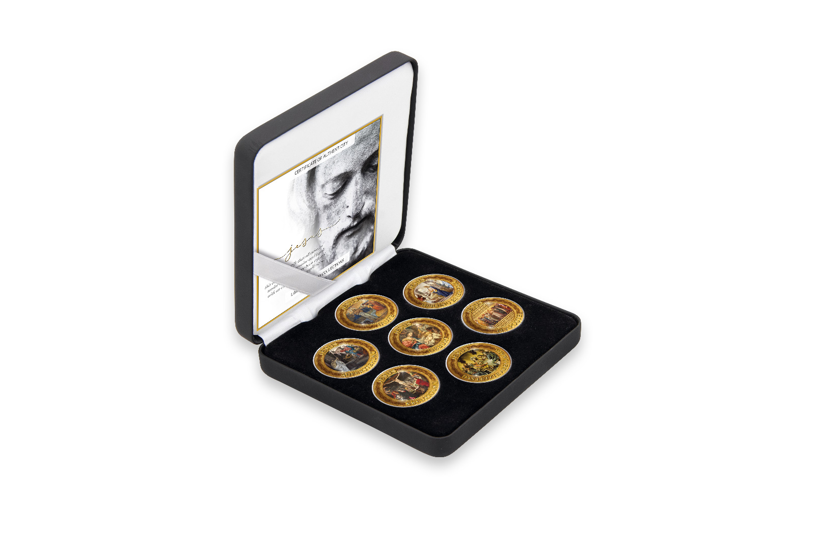 Jesus Lebensweg 7er Kollektion mit Farbapplikation im Etui inkl. Zertifikat