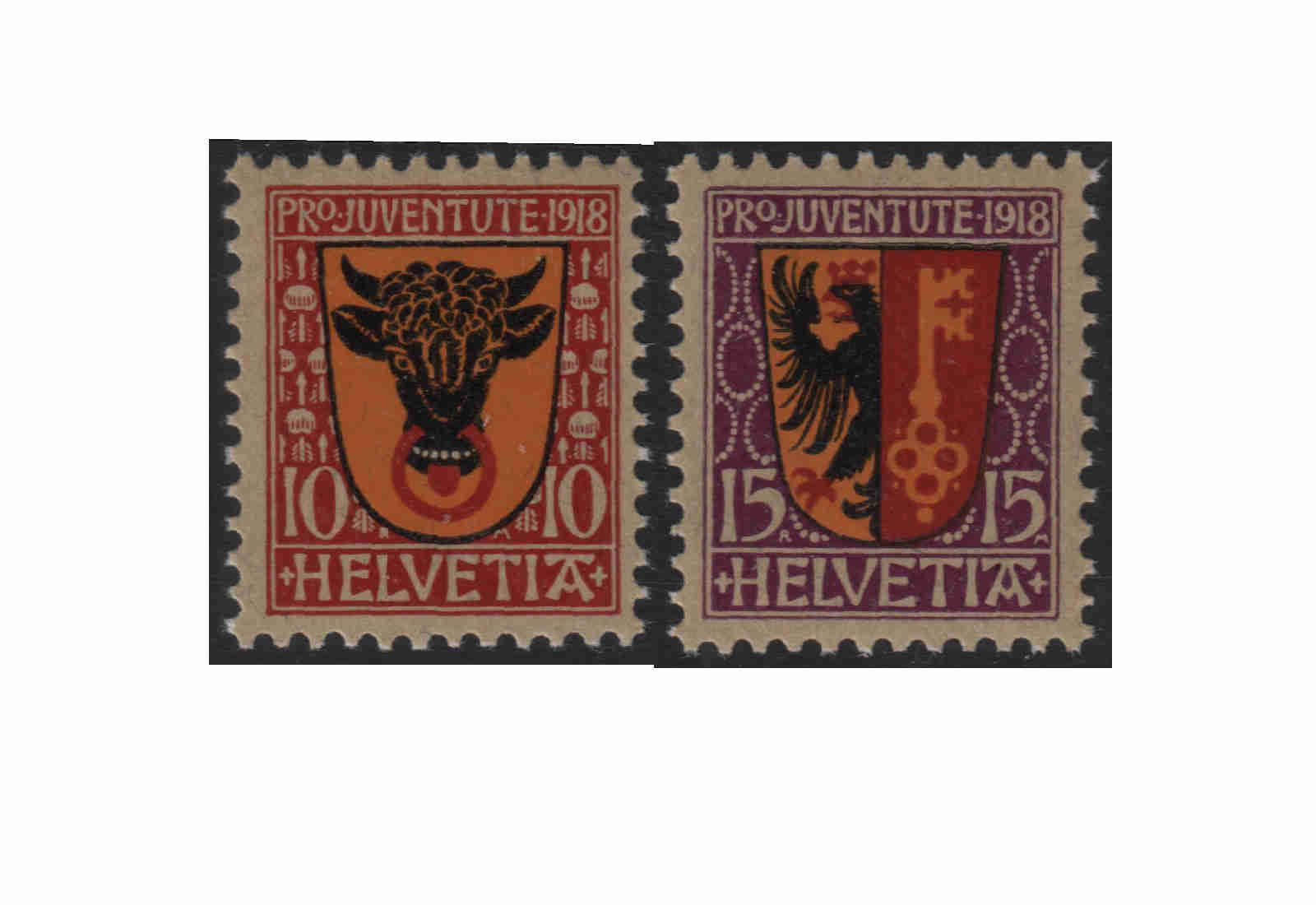 Schweiz Mi.Nr. 143/144 postfrisch Wappen 1918 ZNR 10/11